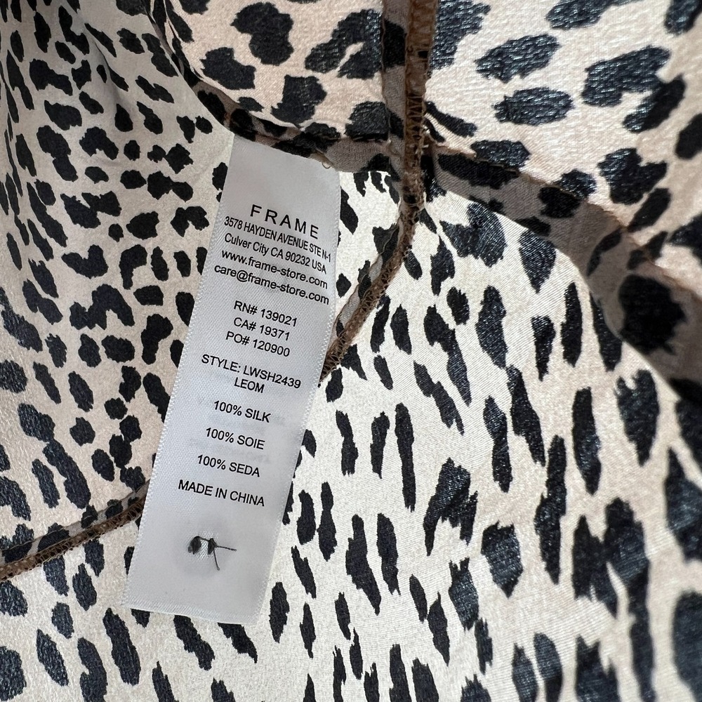 Frame Silk Animal Print Top Womens M Peplum Blouse Career Cheetah Leopard - Picture 5 of 9